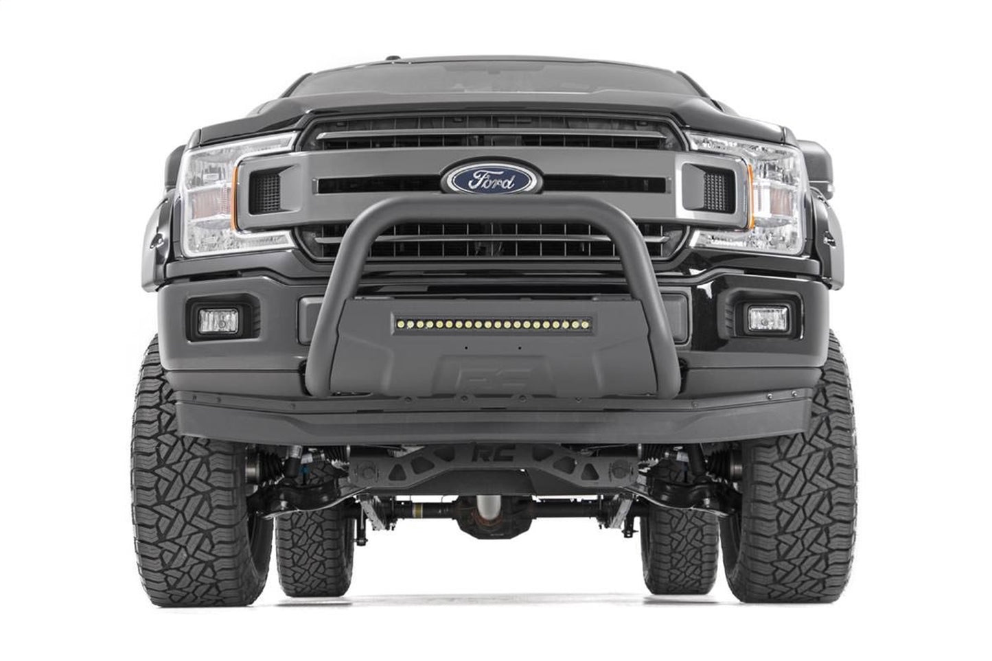 Rough Country Black Bull Bar w/ Integrated Black Series 20-inch LED Light Bar - B-F4041