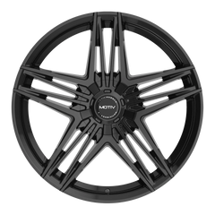 GLOSS BLACK BOLT ON COVER CAP WITH BLACK EMBLEM AND BRUSHED "MOTIV" LOGO FOR MOTIV 440