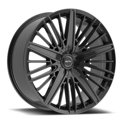 GLOSS BLACK BOLT ON COVER CAP WITH BLACK EMBLEM AND BRUSHED "MOTIV" LOGO FOR MOTIV 443
