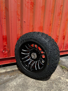 20x12 8x6.5 & 8x170 XF Off-Road XF-232 Gloss Black & Milled wheels and 35x12.50 RBP MT RX tires