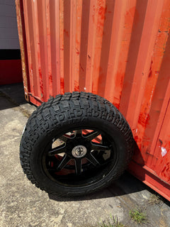 20x12 8x6.5 & 8x170 XF Off-Road XF-236 Gloss Black & Milled wheels and 35x12.50 Haida MT2 tires
